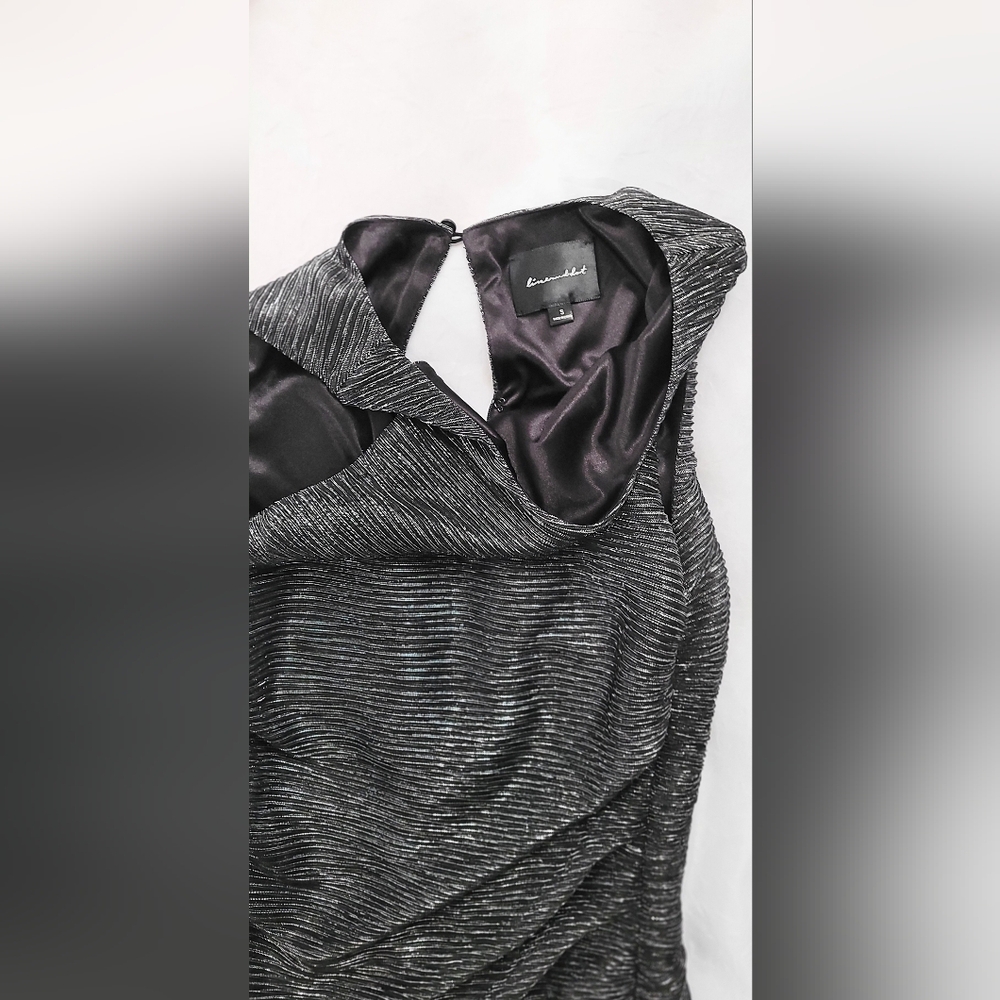 NWOT! Line & Dot Metallic Anthro Charcoal Olivia Mesh Women's Midi-Dress Small - Picture 10 of 17